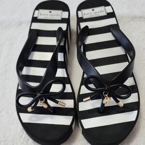 Kate Spade Women's Striped Wedge Sandals Size 9 Preowned